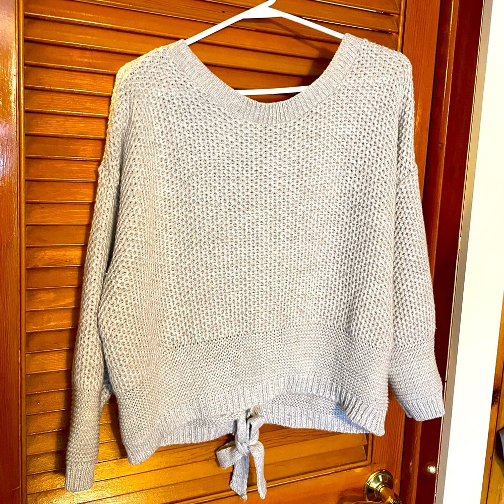 Express Gray Lace up back Sweater